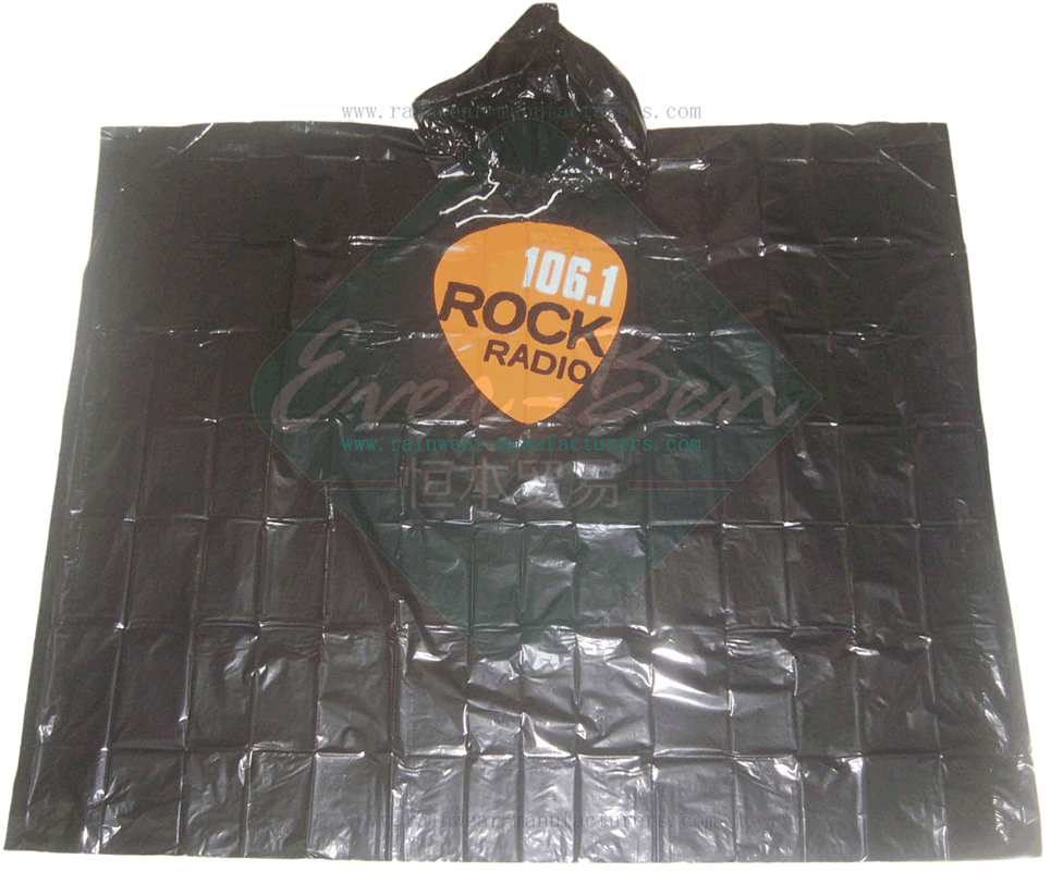 black poncho with front logo